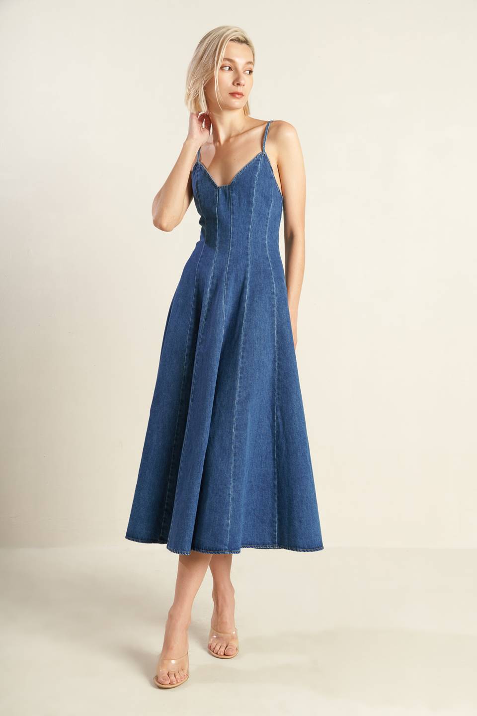 ROSEWOOD ROMANCE DENIM MIDI DRESS Flying Tomato
